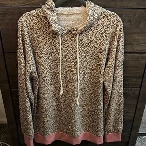 Leopard Print Hoodie with Pink Trim